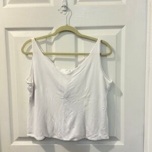 Dana Buchman Luxe White Shell Tank Top V Neck‎ Shaping Corset Stretch Fitted